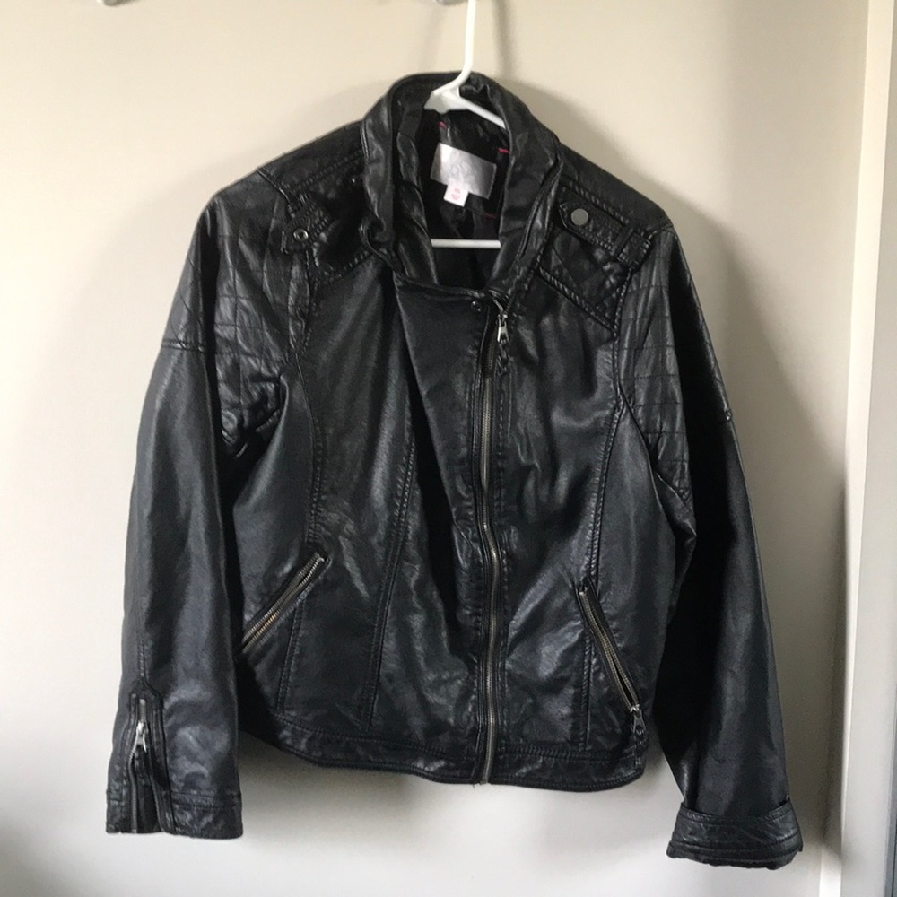 black leather jacket
